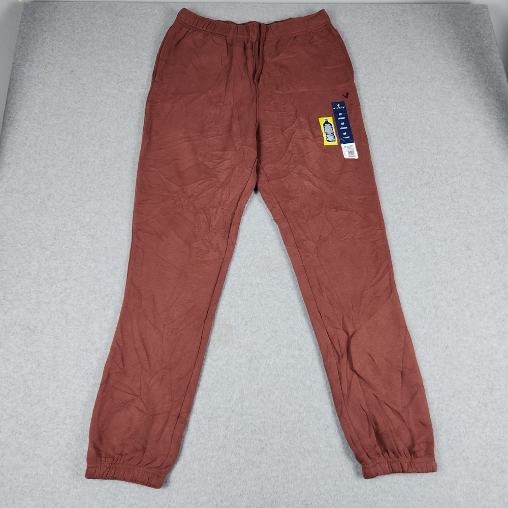 Vively Jogger Sweatpants Mens Medium Clay Red Fleece Lined Drawstring Outdoor